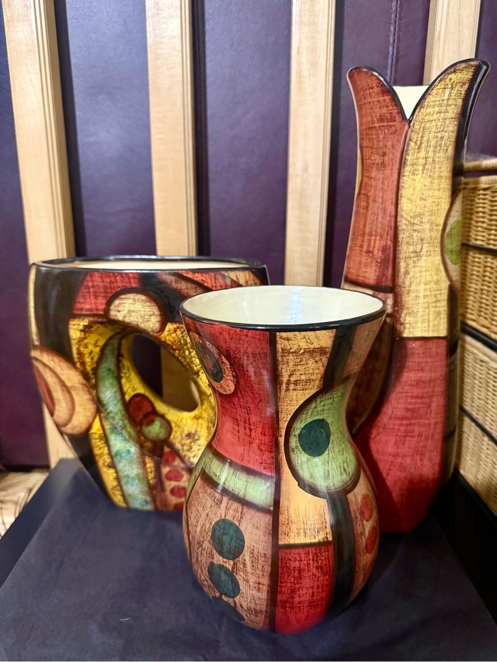 Vintage Style Nobility Ceramic Vase Set (3pc) – MCM Abstract Retro Decor